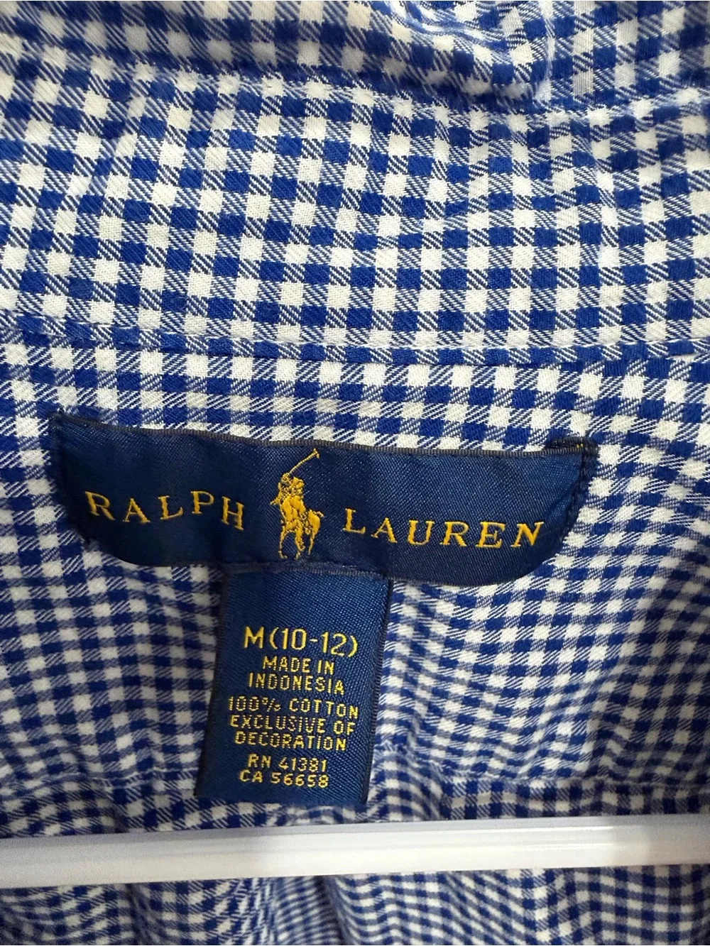 Boys Ralph Lauren Blue Gingham Button-Down Shirt with Green Pony